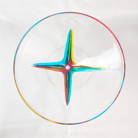 Red Stem Fusion Venetian Glass Martini Glass - Handmade in Italy, Colorful Murano Glass