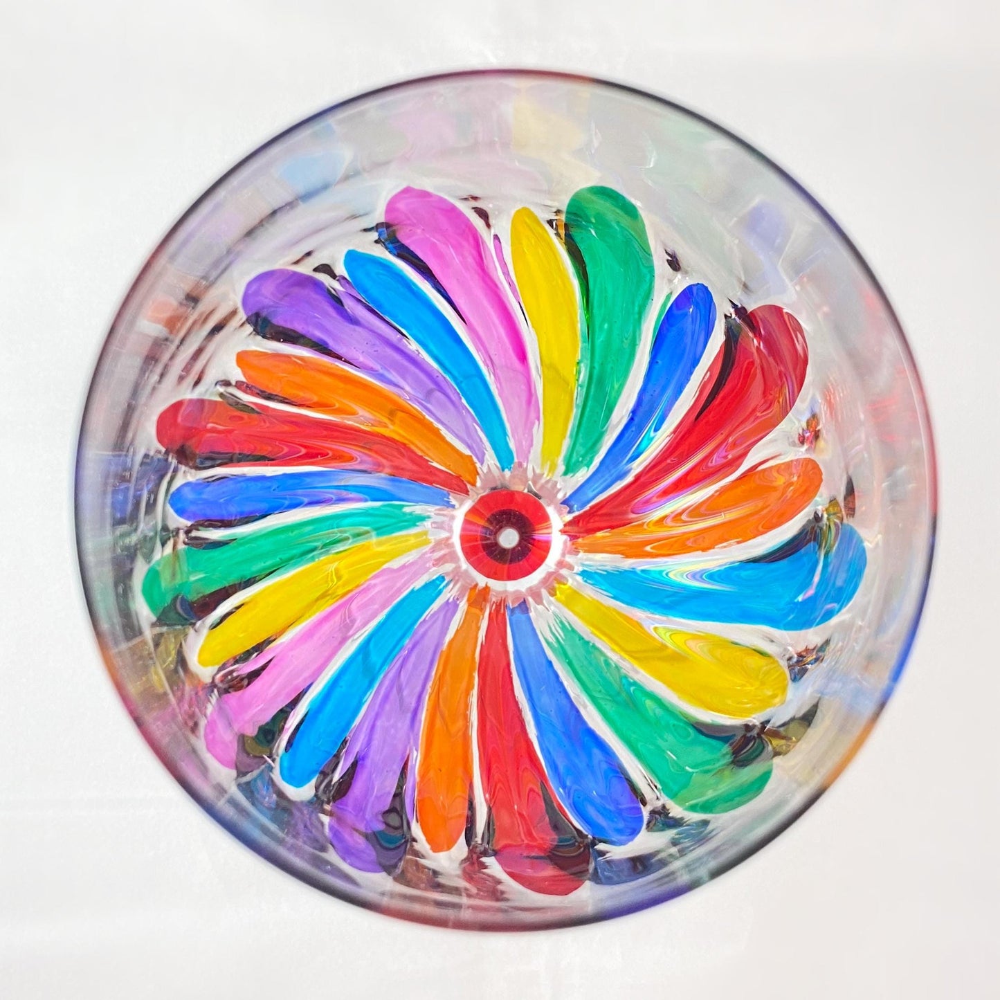 Red Stem Incanto Venetian Glass Spritz Glass - Handmade in Italy, Colorful Murano Glass