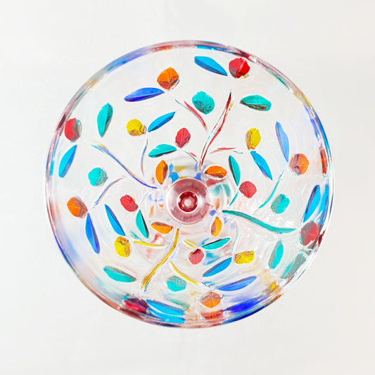 Red Stem Tree of Life Venetian Glass Wine Glass - Handmade in Italy, Colorful Murano Glass