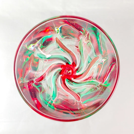 Red Stem Trix Holiday Venetian Glass Champagne Flute - Handmade in Italy, Colorful Murano Glass