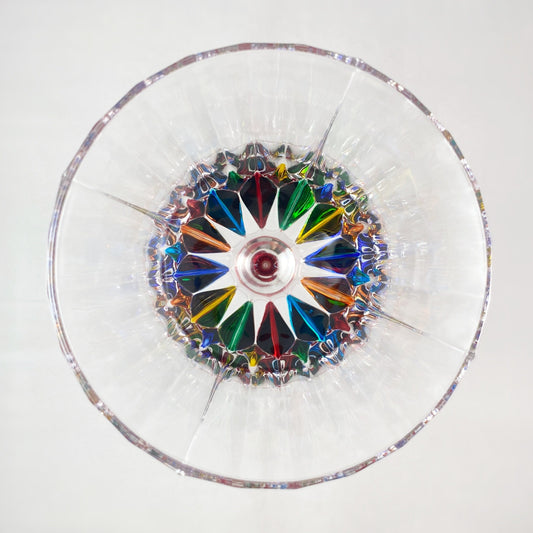 Red Stem Venetian Glass Adagio Clarity Wine Glass - Handmade in Italy, Colorful Murano Glass