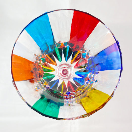 Red Stem Venetian Glass Adagio Wine Glass - Handmade in Italy, Colorful Murano Glass