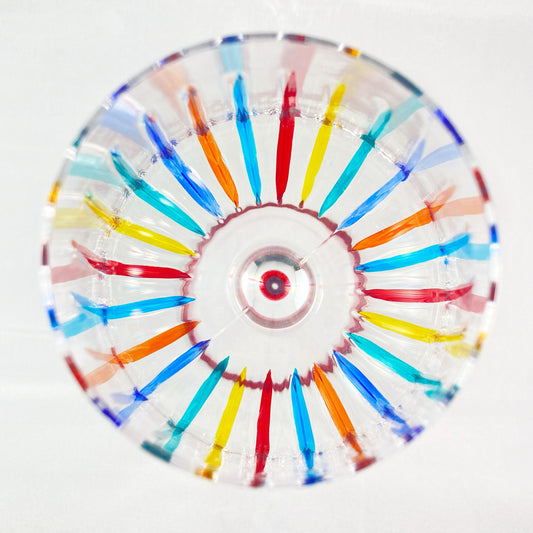 Red Stem Venetian Glass Timeless Outline Wine Glass - Handmade in Italy, Colorful Murano Glass