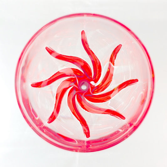 Red Stem Venetian Glass Trix Holiday Wine Glass - Handmade in Italy, Colorful Murano Glass