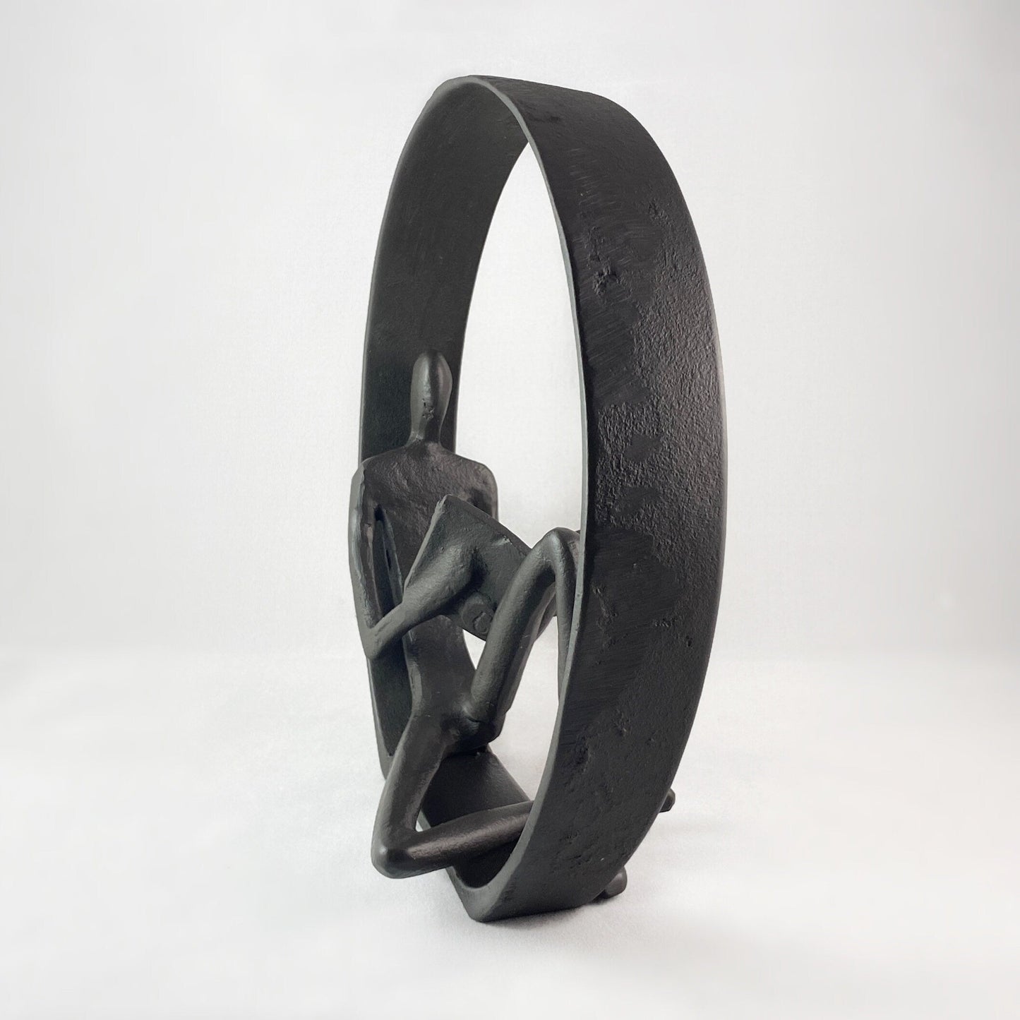 Relaxed Encircled Reader Iron Sculpture - Unique Home Decor