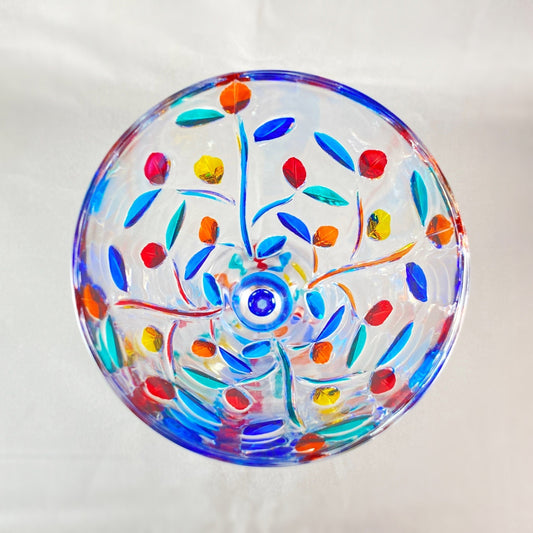 Blue Stem Tree of Life Venetian Glass Wine Glass - Handmade in Italy, Colorful Murano Glass