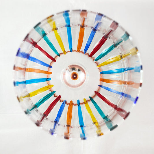 Orange Stem Venetian Glass Timeless Outline Wine Glass - Handmade in Italy, Colorful Murano Glass