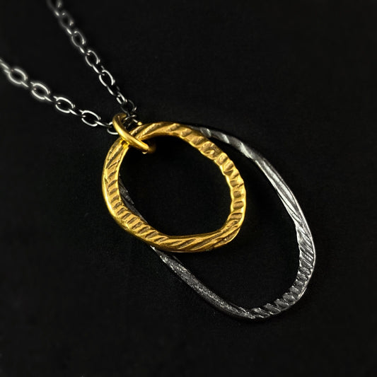 Handmade Double Oval Pendant Necklace, Made in USA