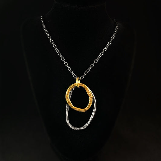 Handmade Double Oval Pendant Necklace, Made in USA