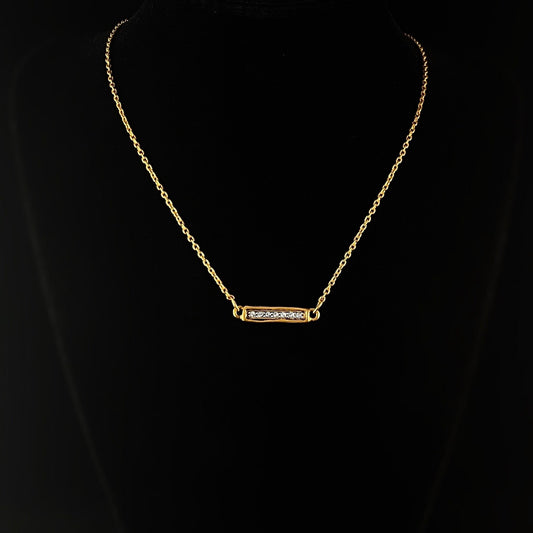 Rook and Crow Handmade Gold Necklace with Line of Crystals - Chaser, Made in USA