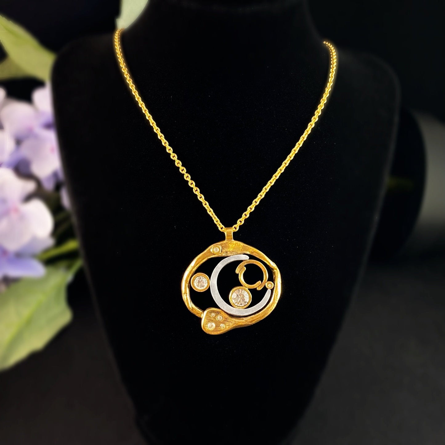 Handmade Gold Pendant Necklace with Crystals - Wilder, Made in USA