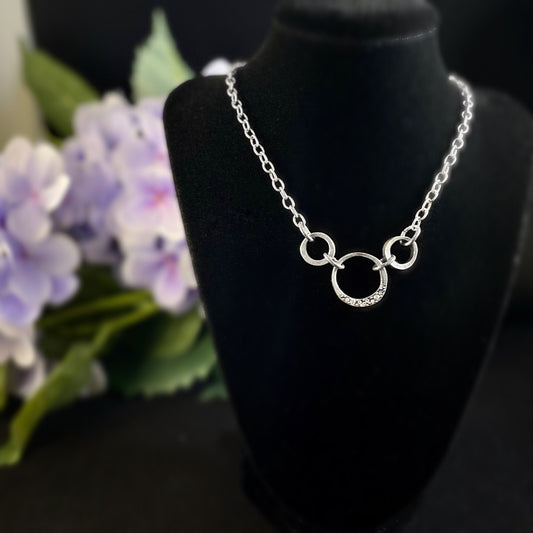 Rook and Crow Handmade Silver Circles Pendant Necklace with Crystals