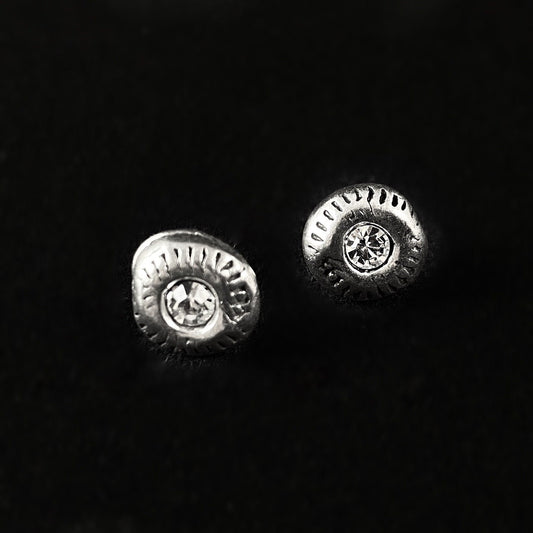 Rook and Crow Handmade Silver Dainty Floret Earrings with Crystals-Made in USA