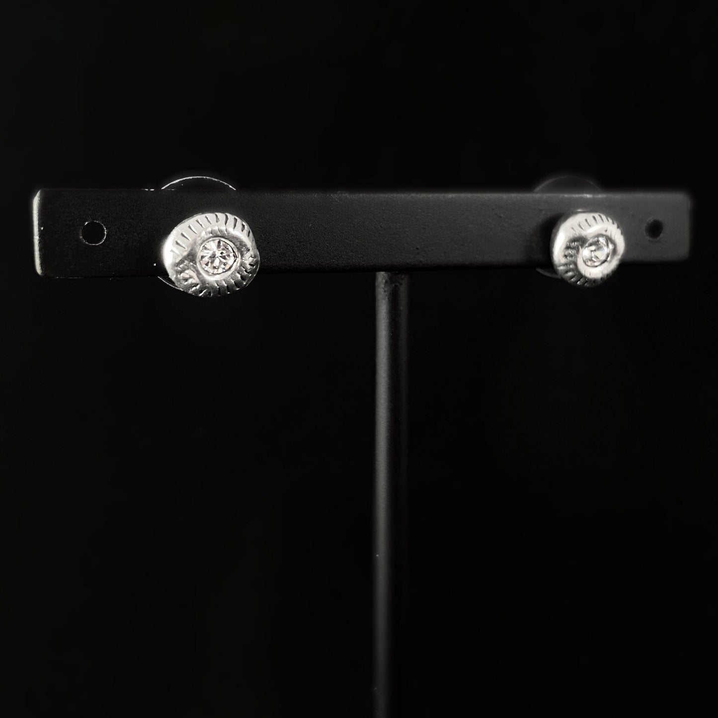 Rook and Crow Handmade Silver Dainty Floret Earrings with Crystals-Made in USA