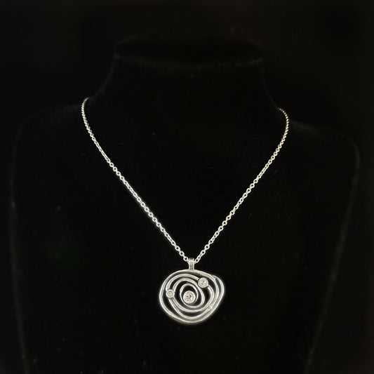 Handmade Silver Pendant Necklace with Crystals- Jetty, Made in USA