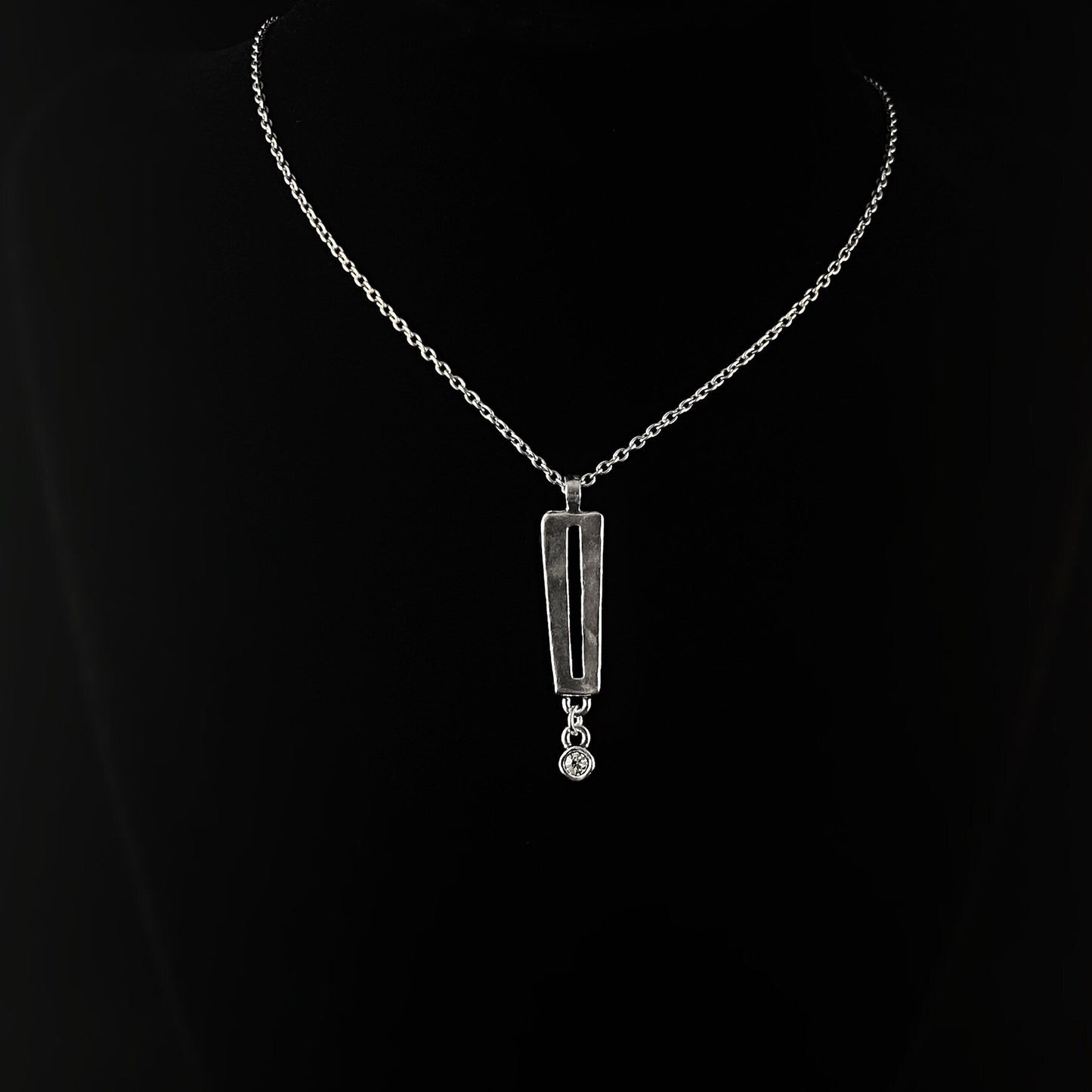 Handmade Silver Pendant Necklace with Crystals- Kate, Made in USA