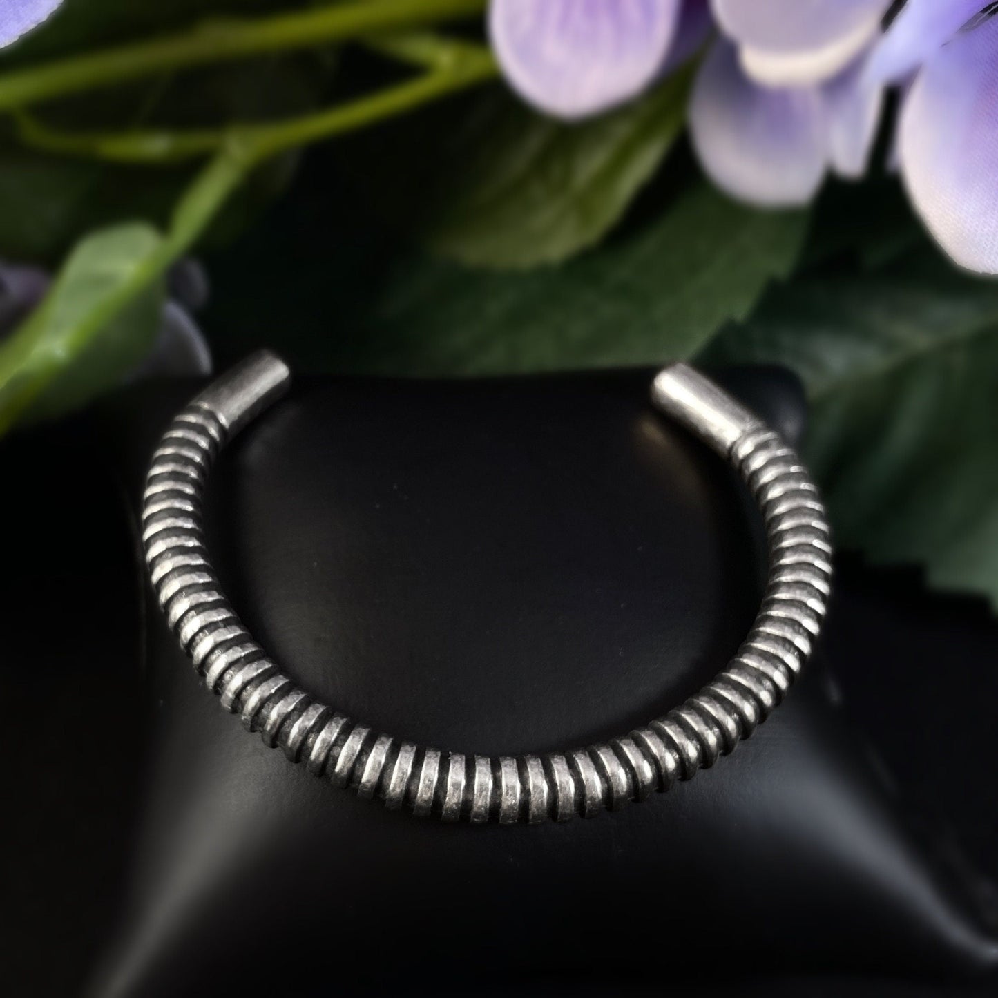 Rook and Crow Handmade Silver Textured Skinny Cuff Bracelet