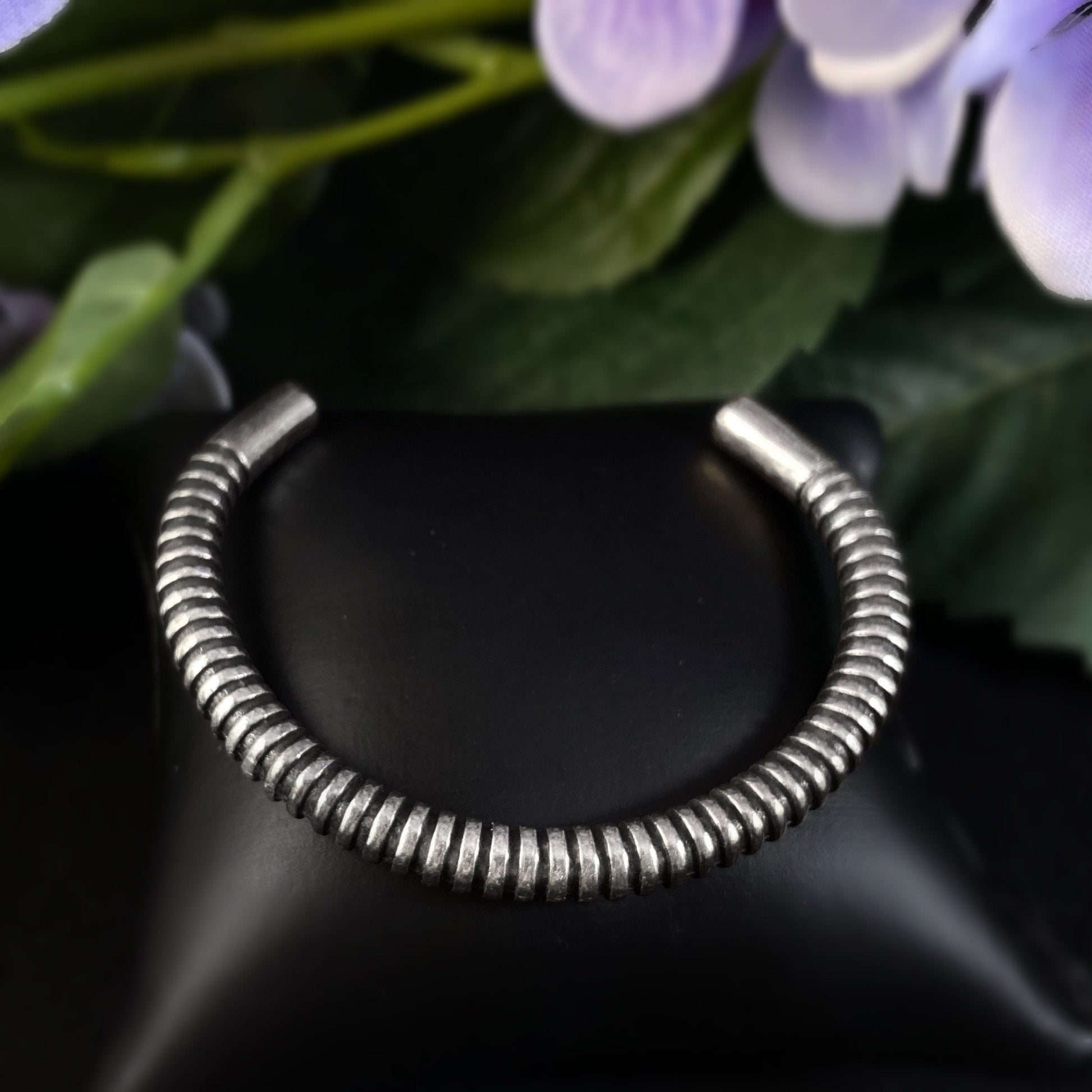 Rook and Crow Handmade Silver Textured Skinny Cuff Bracelet