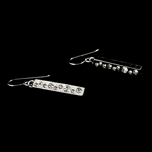 Rook and Crow Handmade Silver Tower Earrings with Scattered Crystals - Waterfall