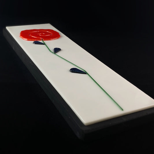 Rosy Swirl Handmade Glass Wall Decor, White- Made in USA