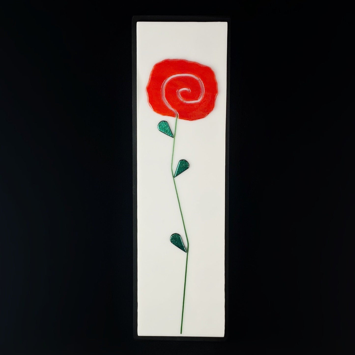 Rosy Swirl Handmade Glass Wall Decor, White- Made in USA