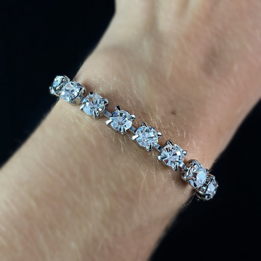 Round Cut Clear and Black Crystal Tennis Bracelet Shaughna -