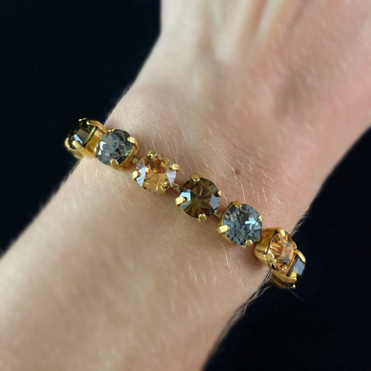Round Cut Swarovski Crystal Bracelet, Brown, Champagne, and Gray - La Vie Parisienne by Catherine Popesco