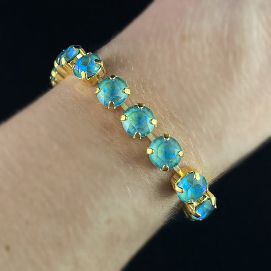 Round Cut Swarovski Crystal Bracelet, Seafoam - La Vie Parisienne by Catherine Popesco