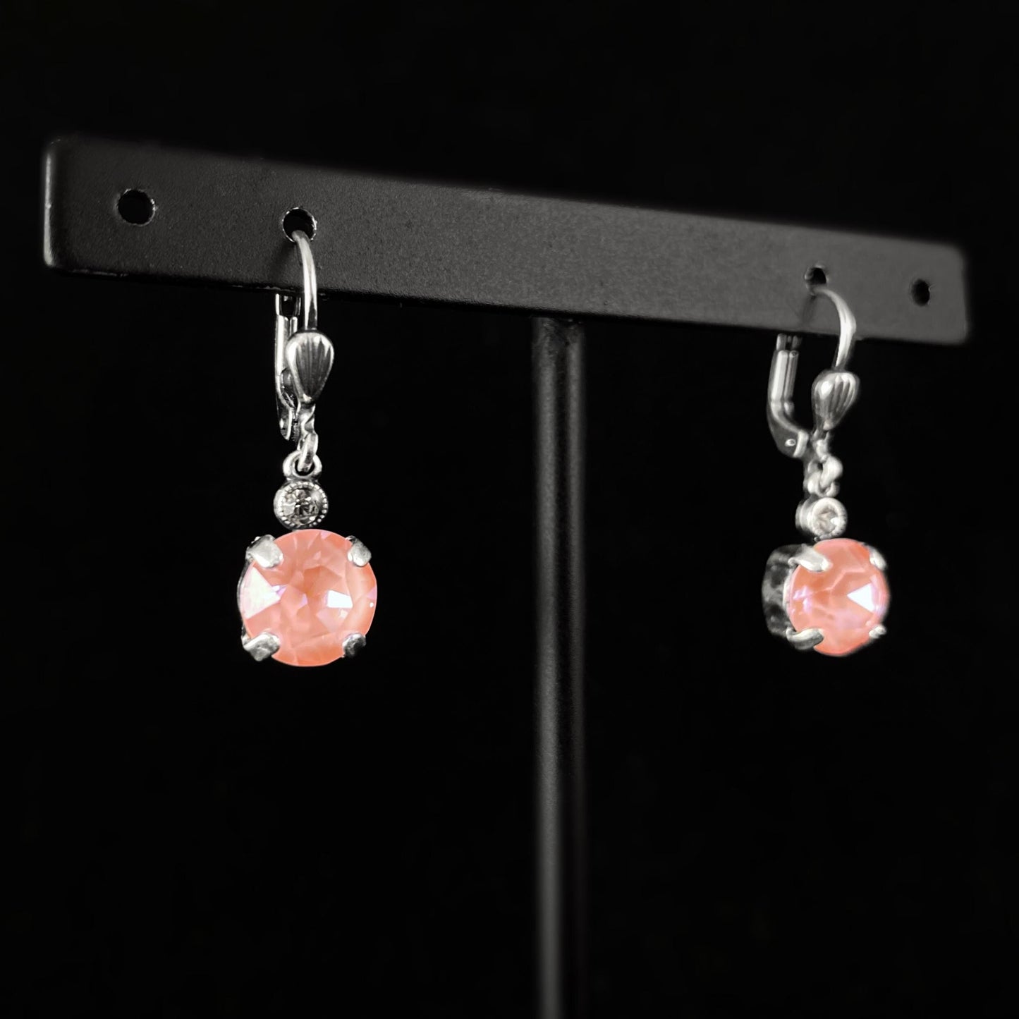 Round Cut Swarovski Crystal Drop Earrings, Bubblegum Pink - La Vie Parisienne by Catherine Popesco