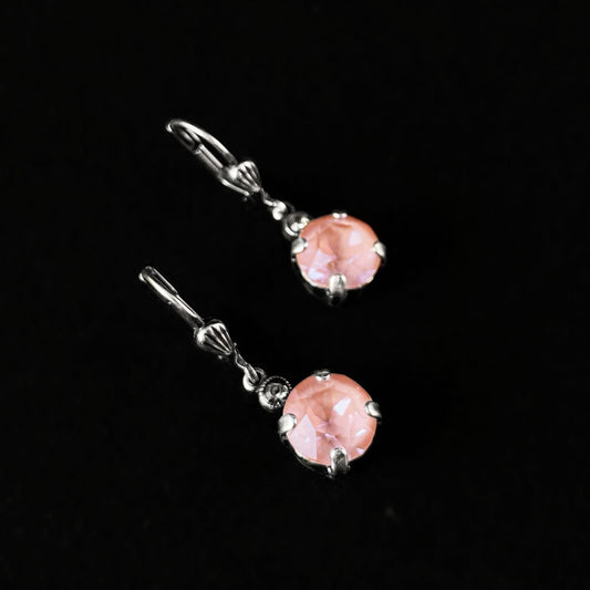 Round Cut Swarovski Crystal Drop Earrings, Bubblegum Pink - La Vie Parisienne by Catherine Popesco
