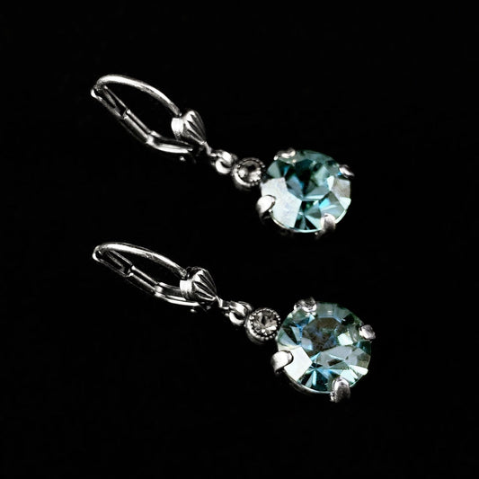 Round Cut Swarovski Crystal Drop Earrings, Wintergreen - La Vie Parisienne by Catherine Popesco