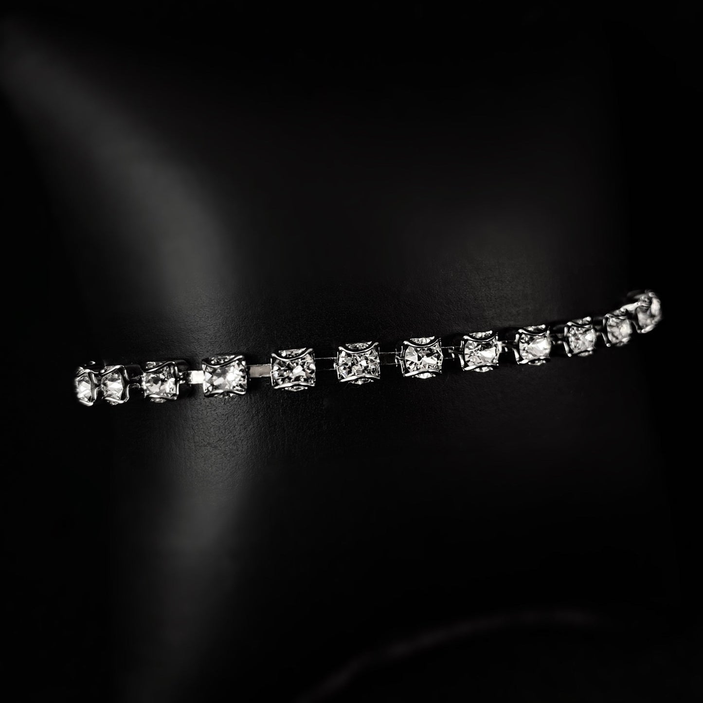 Round Cut Tiny Clear Crystal Tennis Bracelet Marnie -