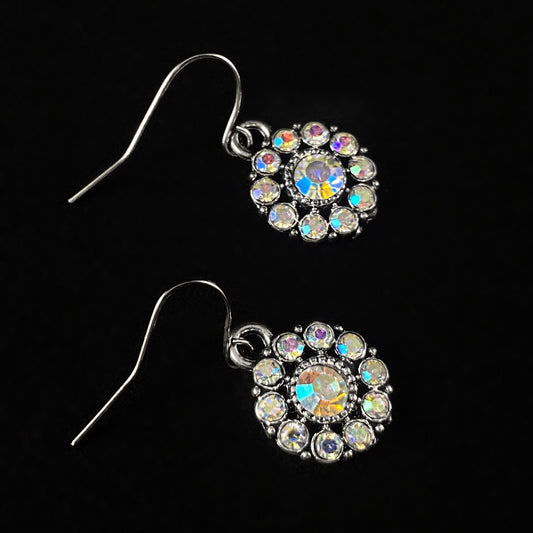 Round Iridescent Swarovski Crystal Earrings - VBC