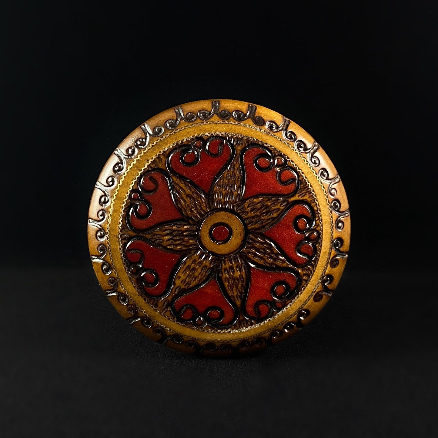 Round Sunburst Jewelry Box, Handmade Wooden Treasure Box