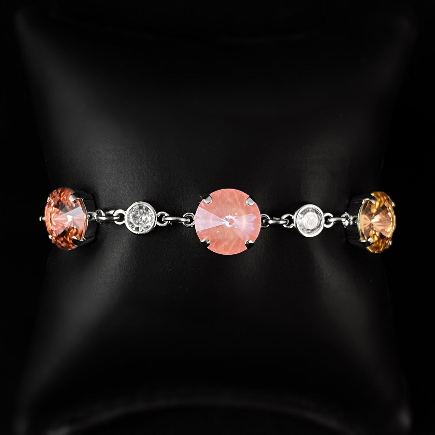 Round Swarovski Crystal Statement Bracelet, Pink Dream - VBC