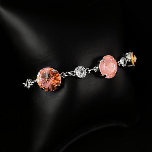 Round Swarovski Crystal Statement Bracelet, Pink Dream - VBC