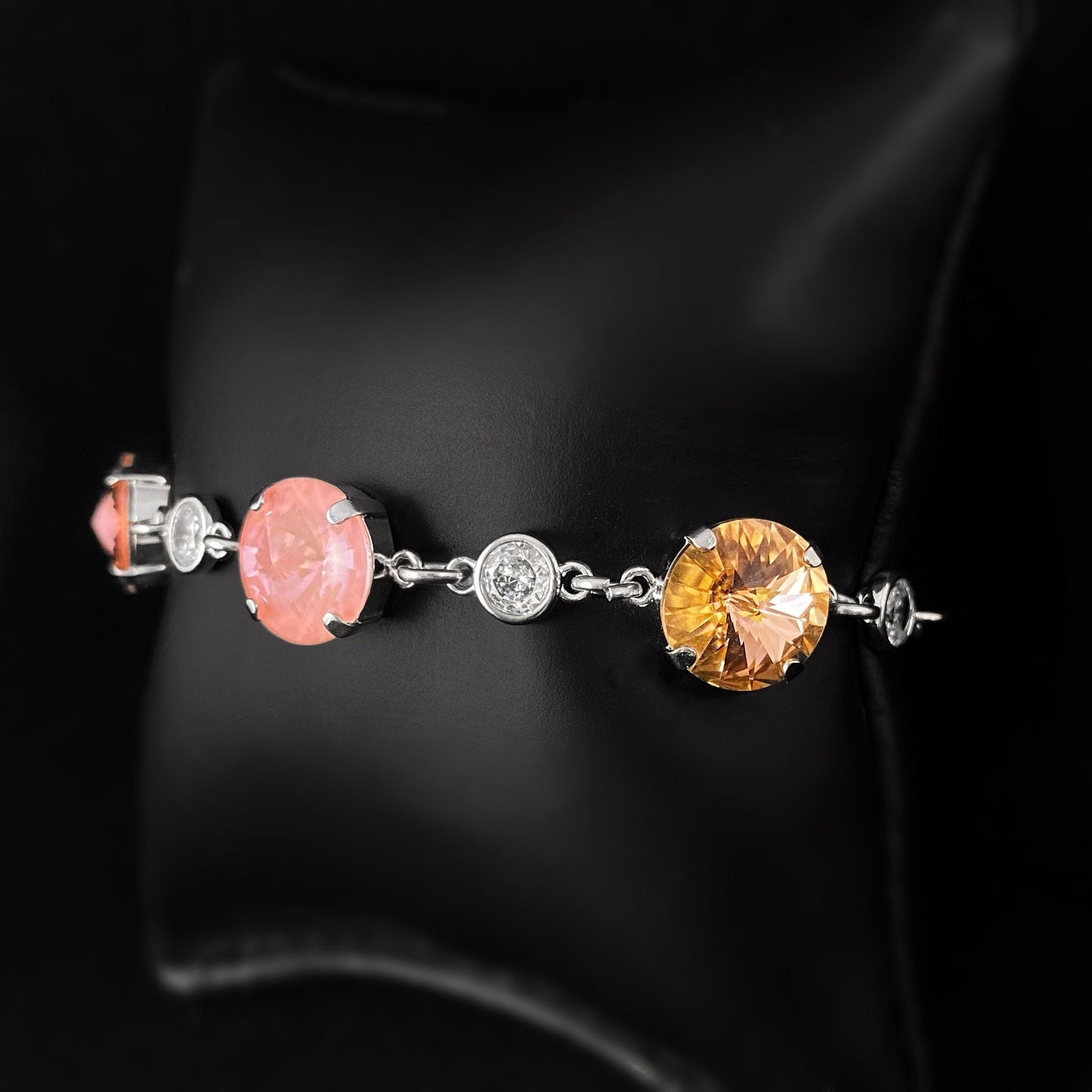 Round Swarovski Crystal Statement Bracelet, Pink Dream - VBC