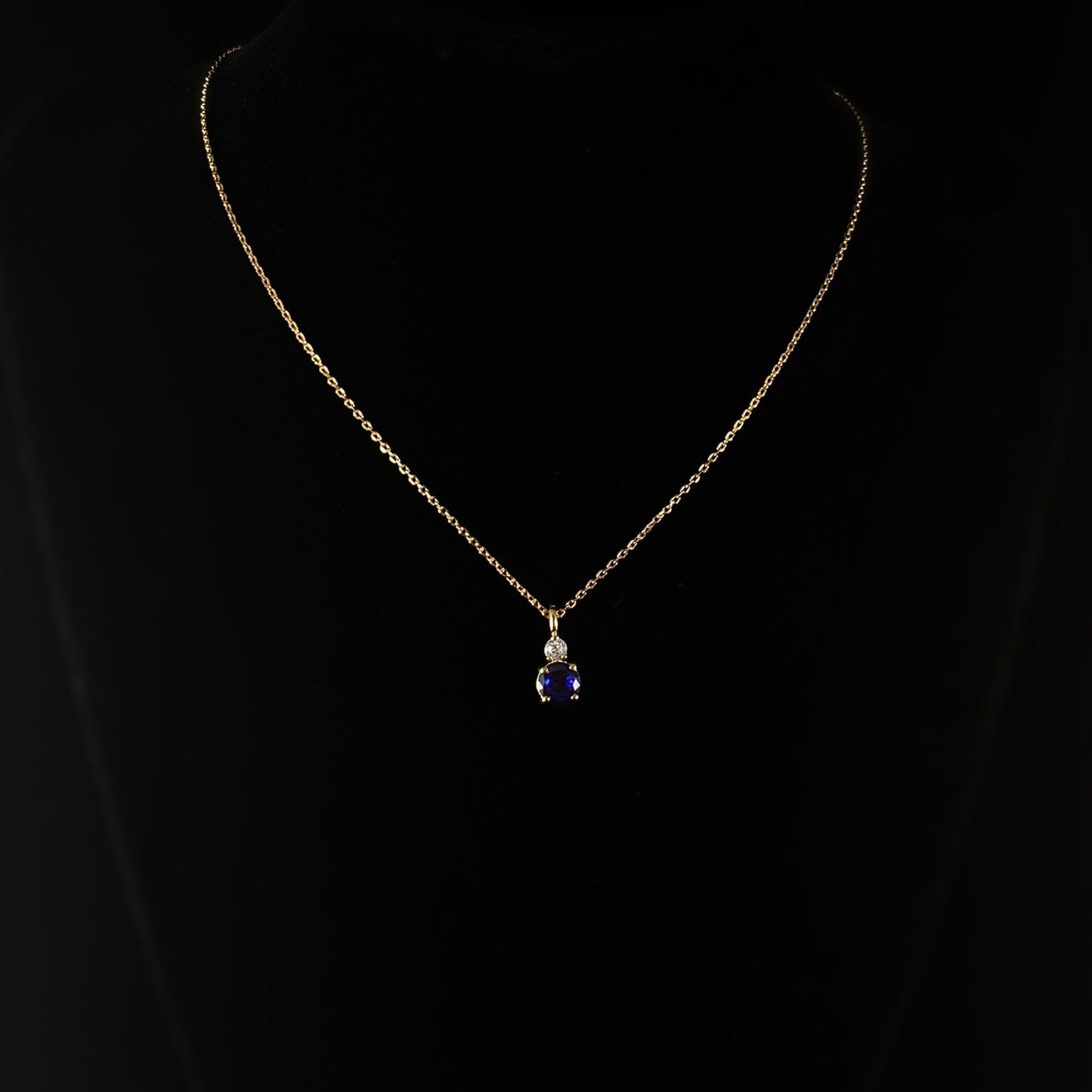 September Birthstone Necklace Sapphire - Classic Gold