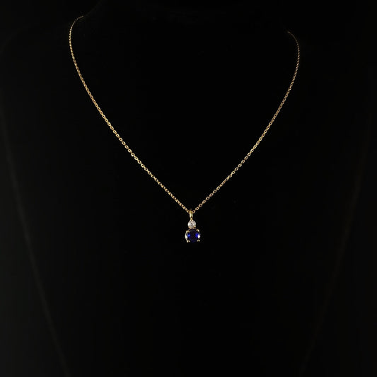 September Birthstone Necklace Sapphire - Classic Gold