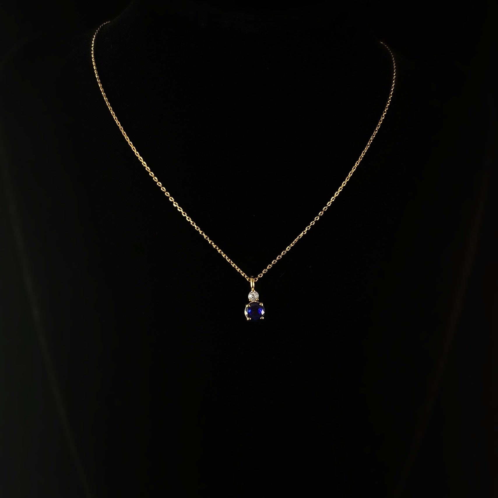 September Birthstone Necklace Sapphire - Classic Gold