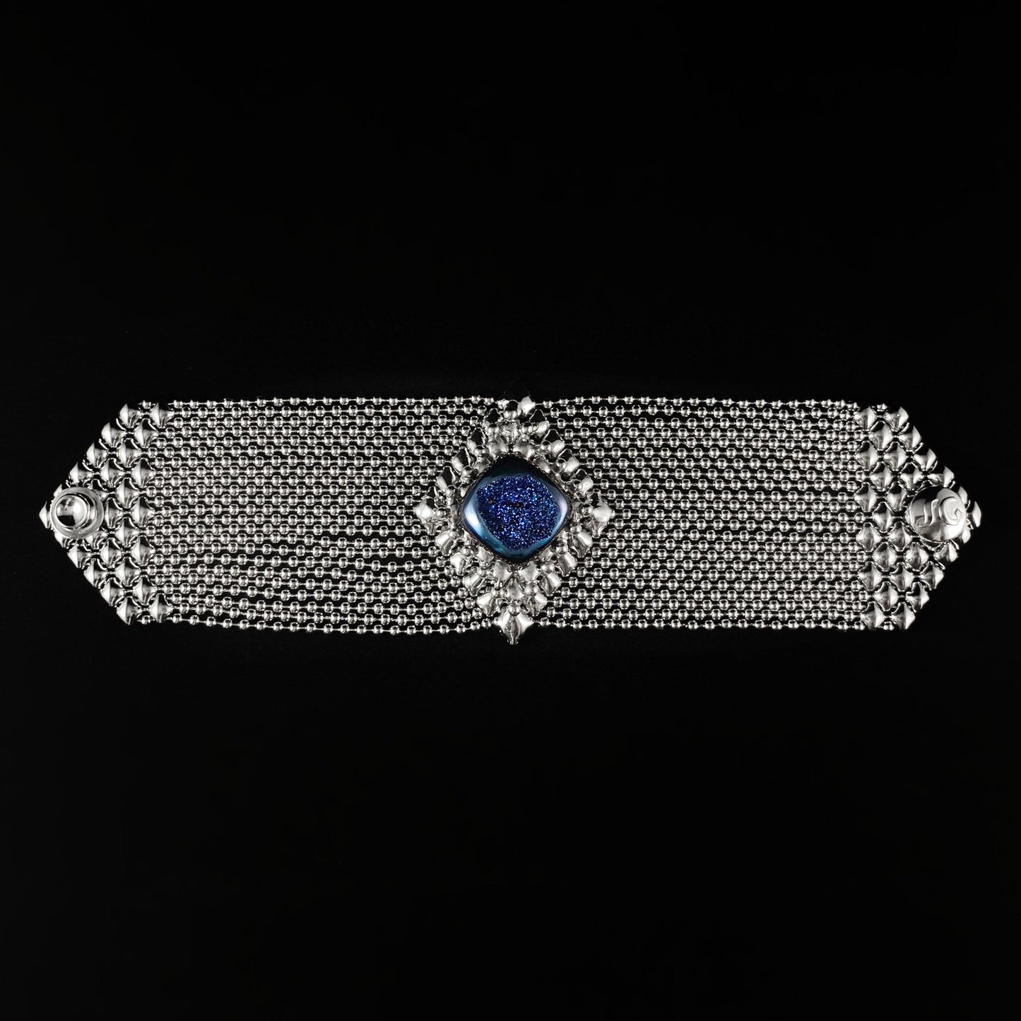 SG Liquid Metal Bracelet - 2.25 inch Wide Silver with Blue