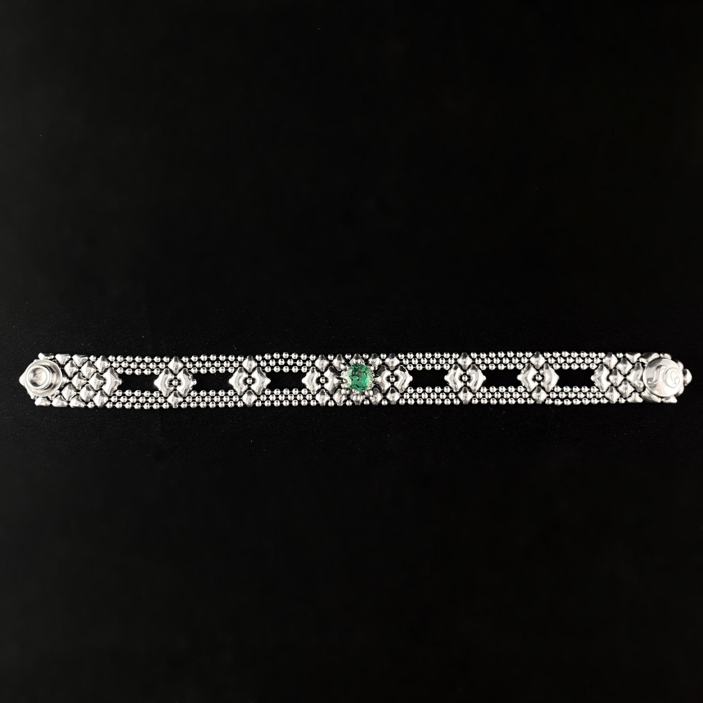 SG Liquid Metal Bracelet - 5/8 inch Wide Silver with Green