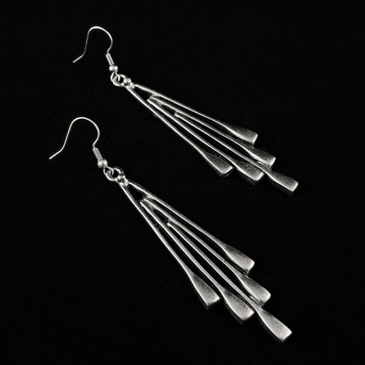 Silver Abstract Waterfall Drop Earrings, Handmade, Nickel Free - Elegant Minimalist Jewelry for Women