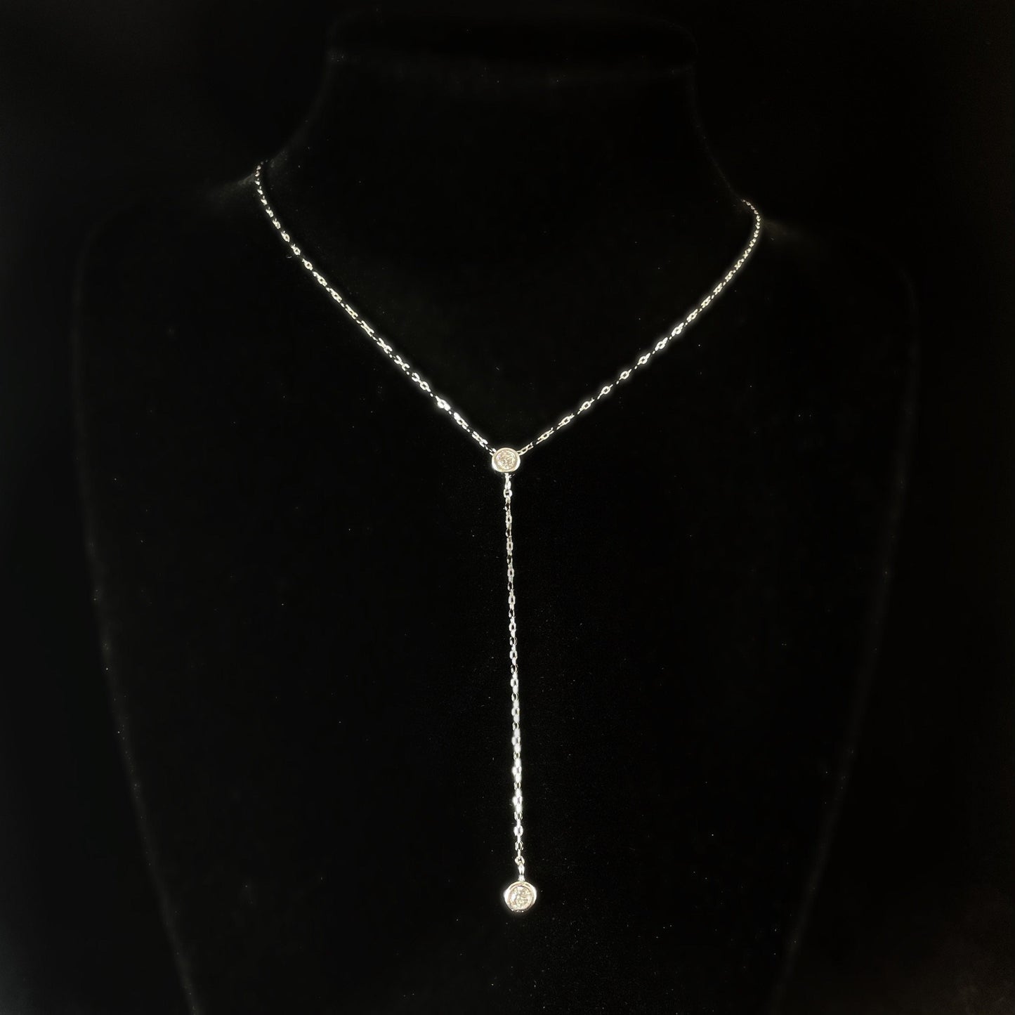 Silver Chain Necklace with Crystal - Handmade in Spain