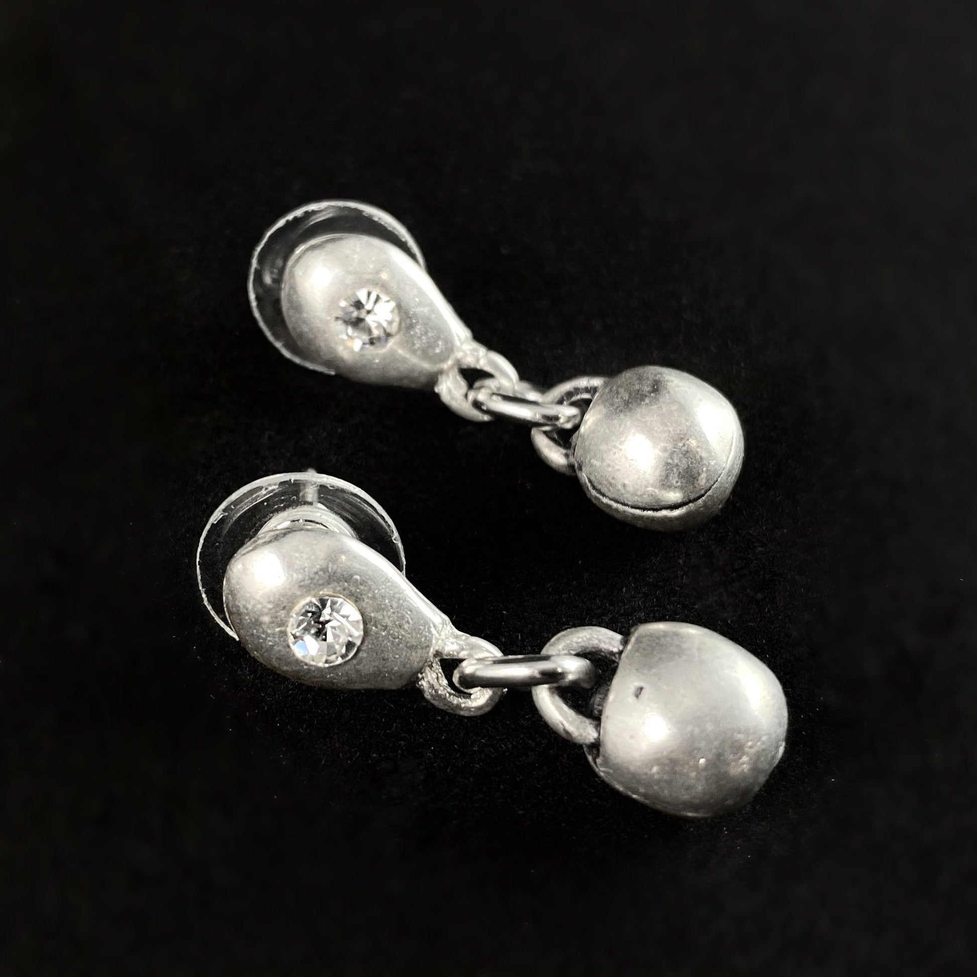 Silver Drop Earrings with Crystal, Handmade Nickel Free