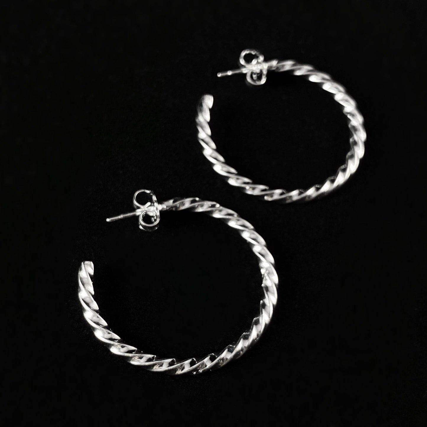 Silver Minimalist Twist Hoop Earrings - Handmade, Nickel Free - Ulla