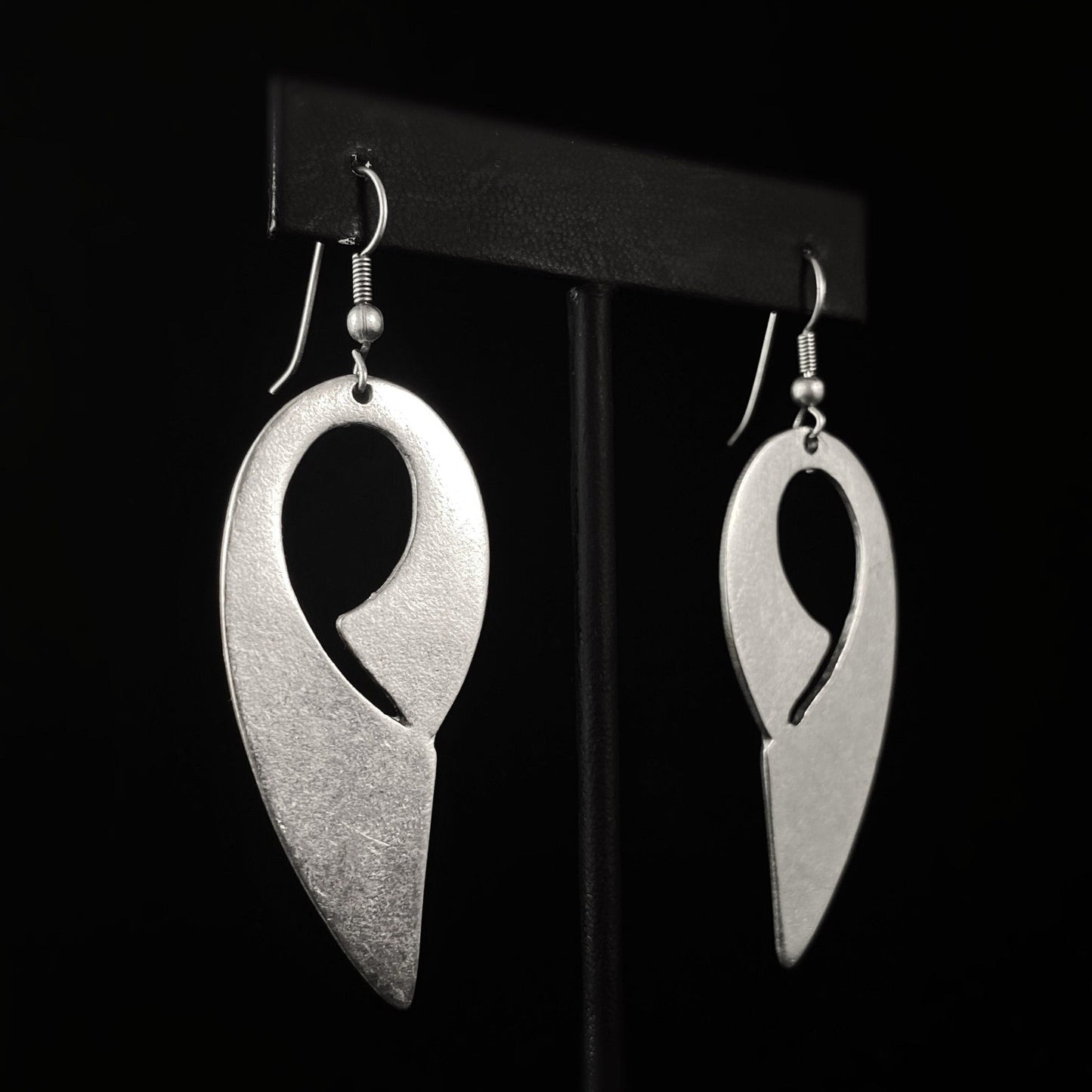 Silver Quote Drop Earrings, Handmade, Nickel Free -Noir