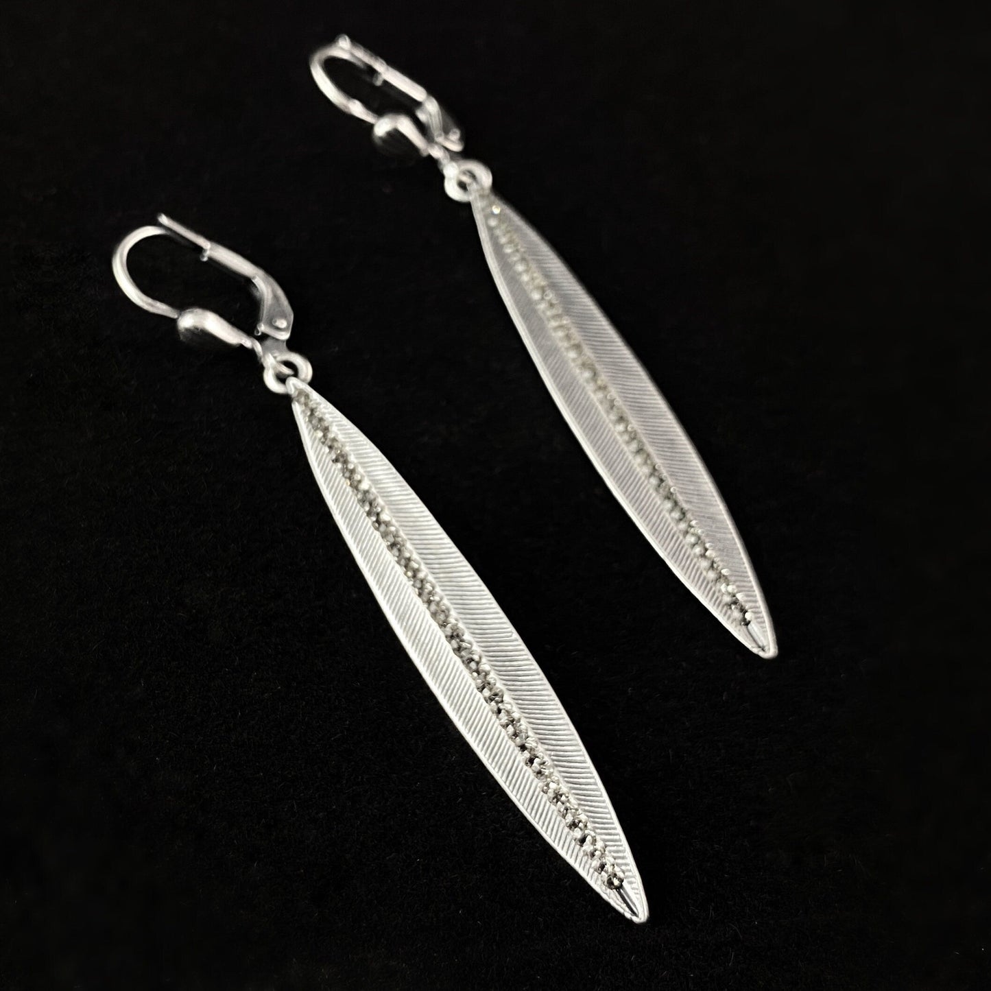 Silver Spear Earrings with Clear Swarovski Crystals - La Vie Parisienne by Catherine Popesco