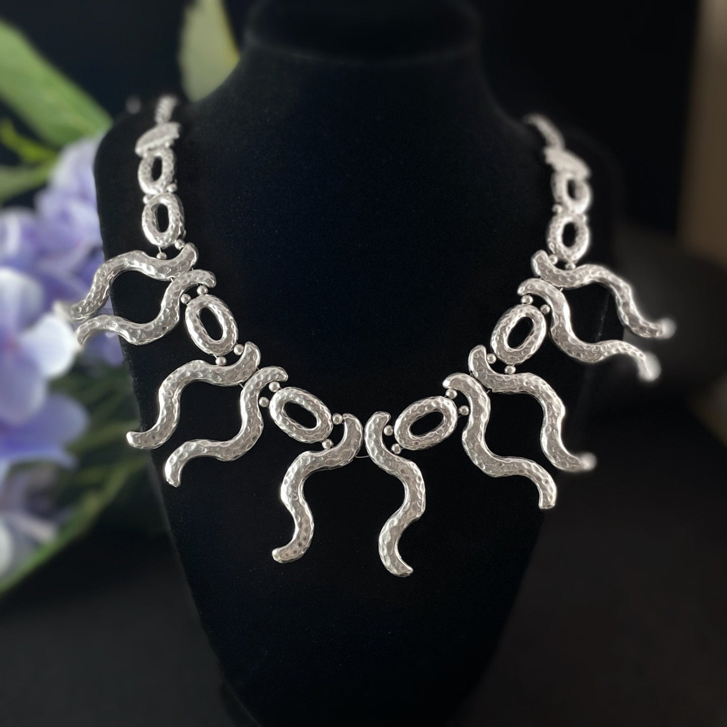 Silver Statement Necklace, Handmade, Nickel Free
