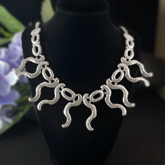 Silver Statement Necklace, Handmade, Nickel Free